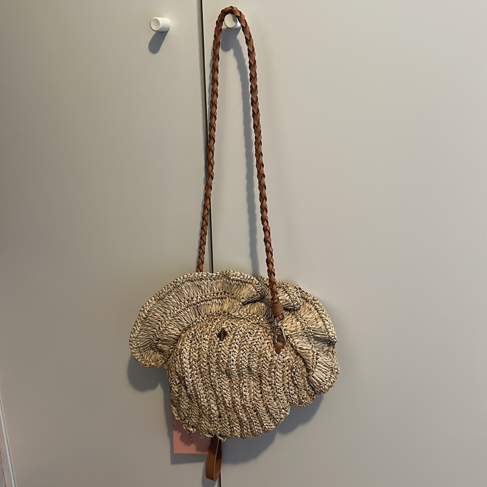 NEW! Aranaz Concha Mini Shoulder Bag Natural